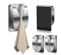 KIHOGEM Porte-serviettes magnétique 4 Pcs, cintre à serviettes à aimant super puissant pour réfrigérateur, porte-linge vaisselle en acier inoxydable pour réfrigérateur et garage