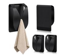 KIHOGEM Porte-serviettes magnétique 4 Pcs, support à serviettes à aimant super puissant pour réfrigérateur, porte-torchon en acier inoxydable pour réfrigérateur et garage camping-car, noir