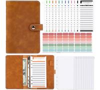 KIHONI Classeur Budget A6 Français,Enveloppe budget, Budget Planner Français avec 10 Budget Enveloppe,12 Feuilles de Budget,3 Autocollants Français,3 Etiquete pour Maison Bureau et Voyages (A-Marron)