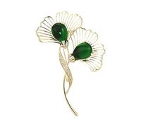 Kihuu Broches Léger Luxe émeraude Ginkgo Feuille Forme Dames Broche vêtements Manteau Accessoires Corsage vêtements Foulards en Soie épingles Fixes Broches et pins pour Femmes