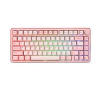 KiiBoom Clavier de jeu mécanique 75% aluminium CNC et acrylique, USB-C/BT5.0/2,4 GHz, sans fil, RVB, batterie 8000 mAh (rose)