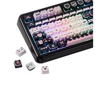 KiiBOOM Lot de touches en PBT/PC pour commutateurs MX, compatible avec 60 %, 65 %, 75 %, TKL, 96 %, disposition pleine grandeur (Meow Bow)