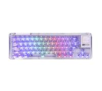 KiiBoom Phantom 64 Clavier mécanique 60 % joint avec écran LCD de 3,9 cm, BT5.0/2,4 GHz/USB-C transparent avec mousse amortissante sonore, rétroéclairé RVB, batterie 4000 mAh pour Windows/Mac (violet)