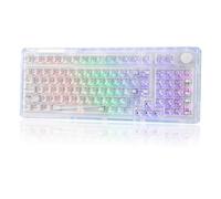 KiiBoom Phantom 98 Clavier mécanique monté sur joint d'étanchéité, triple mode NKRO clavier de jeu avec RVB orienté sud, touches transparentes, batterie 8000 mAh pour Windows/Mac (transparent)