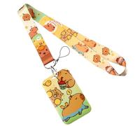 KIIFENG Capybara Cordons Capybara avec porte-clés en forme d'animal de dessin animé, beau tour de cou, porte-carte pour étudiantes et filles
