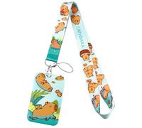 KIIFENG Cordons Capybara avec Porte-clés en Dessin Animé Animal Collier Beau Cordon de Cou Porte-badge pour Étudiantes Filles