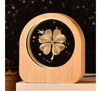 Kiimiipa Lampe de nuit 3D en forme de boule de cristal, lampe de lune USB, système solaire planétaire, veilleuse, lampe LED en cristal pour décoration de scène astronomique 3D, lampe en bois pour la