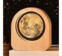 kiimiipa Veilleuse en boule de cristal 3D, lampe de lune USB, planètes, système solaire, scène de nuit, astronomie, système solaire 3D, lampe en forme de boule de cristal, lampe en bois pour
