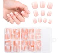 Kiiwah 120 Pièces Faux Ongles Court pour Femmes, Rose Dégradé Naturel Coller French Manucure Press on Nails Faux Ongles French Manucure pour Les Salons de Professionnels, Les Amateurs de DIY