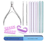 Kiiwah 13pcs Lot de Limes à Ongles Professionnelle et Pousse Coupe Cuticule, Bloc Polissoir Ongles 7 Faces avec Brosse Ongles et Separateur Orteil pour Femmes Manucure