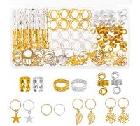 Kiiwah 160 Pièces Bijoux de Cheveux de Tresse en Aluminium, Dreadlock Perles et Anneaux de Cheveux pour Accessoire de Cheveux Décoration (Or et Argent)