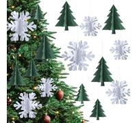 Kiiwah 24 Pièces Décorations Sapin Noël 3D à Suspendre en Papier, Décoration de Noël Decorations Sapin en Papier avec Piqûre à Accrocher au Plafond, au Mur, à la Porte et à la Fenêtre