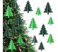 Kiiwah 24 Pièces Décorations Sapin Noël 3D à Suspendre en Papier, Décoration de Noël Decorations Sapin en Papier avec Piqûre à Accrocher au Plafond, au Mur, à la Porte et à la Fenêtre