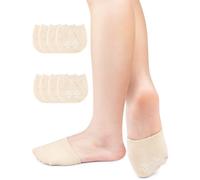 Kiiwah 4 Paires Invisibles Demi-Chaussettes en Coton, Avant-Pied Respirantes des Chaussettes en Silicone Antidérapantes pour Femmes Ballet à Talons Hauts（Nue）