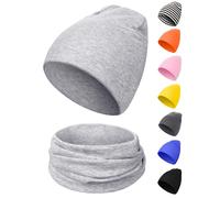 Kiiwah Ensemble Bébé Bonnet et Écharpe Super Douce Foulards et Chapeaux Bonnet Tricotés pour Enfant de 0-36 Mois (Rayé)