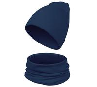 Kiiwah Ensemble Bonnet et Cache Cou pour Enfant Garcon et Fille, Super Douce Echarpe et Bonnet Bebe Tricotés pour Enfant de 0-36 Mois (Bleu Foncé)