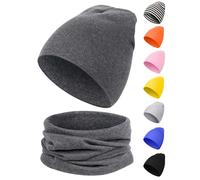 Kiiwah Ensemble Bonnet et Cache Cou pour Garçon et Fille, Super Douce Echarpe Bébé Tricotée pour 0-36 Mois (Gris Foncé)