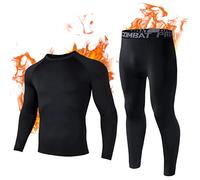 Kiiwah Ensemble de sous-Vêtements Thermiques Homme, Haut Maillot de Corps et sous Pantalon Thermique pour Homme, Combinaison de sous-Vêtements Chaud de Sport Ski Moto Cyclisme M-XXL