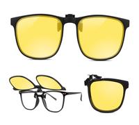 Kiiwah Pliable Lunette Jaune Conduite de Nuit, Rabattable à 180° Clip Surlunettes Conduite de Nuit Unisexe Idéal pour la Conduite de Nuit, par Temps Pluvieux, Ensoleillé ou Brumeux