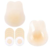 Kiiwah Soutiens-Gorge en Silicone Adhesif Push Up, Invisible Soutien Gorge Adhesif Dos Nu, Remonte Sein Adhesif RéUtilisable, avec 5 Paires Jetable Cache Tetons (L)