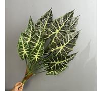 KIJING Alocasia Lot de 2 grandes feuilles artificielles en soie de 71,1 cm pour décoration de vases de sol, bricolage et décoration d'intérieur (5, vert)