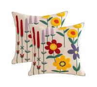 KIJING Lot de 2 housses de coussin brodées pour canapé, salon, chambre à coucher, décoration d'intérieur, décoration de fête et de fête (lavande)