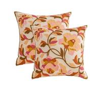 KIJING Lot de 2 housses de coussin brodées pour canapé, salon, chambre à coucher, décoration d'intérieur, décoration de fête et de fête (fleur de magnolia)