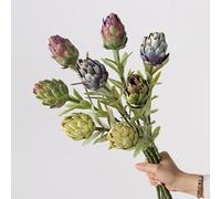 KIJING Lot de 3 fruits d'artichaut artificiels de 56 cm pour décoration d'intérieur (vert violet)