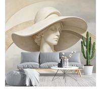 KIJSKKOPO 3D Embossed Woman Bust Silk Wall Mural Large Classical Portrait Sculpture Art Print Background Decor For Living Room Bedroom Home Interior Wallpaper Covering Silk Fabric Wallpaper 70X100Wc