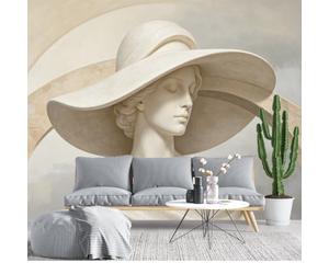 KIJSKKOPO 3D Embossed Woman Bust Silk Wall Mural Large Classical Portrait Sculpture Art Print Background Decor For Living Room Bedroom Home Interior Wallpaper Covering Silk Fabric Wallpaper 70X100Wc