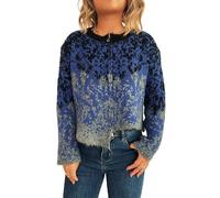 KIJSKKOPO Cardigan Court en Tricot Bleu pour Femme, Manches Longues, Col Ras du Cou, Fermeture Éclair, Dégradé, Ourlet Irrégulier, Veste Pull en Tricot, Automne-Hiver, Élégant, Coupe Slim, Hau
