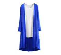 KIJSKKOPO Cardigan Femme,Cardigan Ouvert Devant Mi Long pour Femme, Manches Longues, Veste Cascade Légère, Robe Bikini Décontractée D'Été, Manteau Cache Cœur, Bleu Roi L