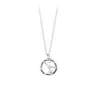 KIJSKKOPO Collier Astrologique En Argent Sterling 925, Pendentif Rond Creux Plaqué Or Blanc Incrusté De Zircons, Collier Ras Du Cou Réglable Avec 12 Constellations, Bijoux Cadeaux pour Maman, Ép
