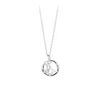 KIJSKKOPO Collier Astrologique En Argent Sterling 925, Pendentif Rond Creux Plaqué Or Blanc Incrusté De Zircons, Collier Ras Du Cou Réglable Avec 12 Constellations, Bijoux Cadeaux pour Maman Ou
