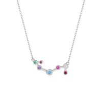 KIJSKKOPO Collier Astrologique En Argent Sterling 925, Plaqué Or Blanc Incrusté Zircons Ronds Colorés, Pendentif 12 Constellations, Collier Ras Du Cou Réglable, Bijoux Cadeaux pour Femmes Fille