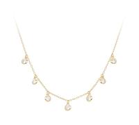 KIJSKKOPO Collier Avec Pendentif Pompon En Argent Sterling 925 pour Femme, Plaqué Or Blanc Incrusté Zircons Ronds, Chaîne Ras Du Cou Réglable, Bijoux Cadeaux pour Mariage, Anniversaire, Or