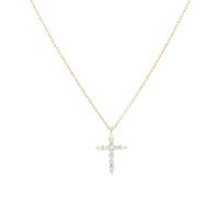 KIJSKKOPO Collier Croix En Argent Sterling 925 Plaqué Or Blanc Avec Pendentif Crucifix, Incrusté Zircons Transparents, Collier Réglable pour Clavicule, Bijoux Foi, Cadeaux pour Mariée, Maman,