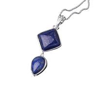 KIJSKKOPO Collier En Argent Avec Pendentif En Pierre Naturelle En Forme De Goutte D'Eau, Turquoise Reiki, Double Couche, Énergie, Cristal, Pierre Précieuse, Cadeau Élégant pour Femme Et Mam