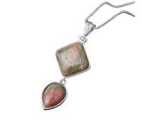 KIJSKKOPO Collier En Argent Avec Pendentif En Pierre Naturelle En Forme De Goutte D'Eau, Turquoise Reiki, Double Couche, Énergie, Cristal, Pierre Précieuse, Cadeau Élégant pour Femme Et Mam