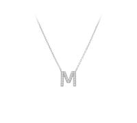 KIJSKKOPO Collier En Argent Sterling 925 Avec Initiales Majuscules De 26 Lettres, Incrusté Zircons Plaqué Or Blanc, Pendentif Nom Az, Chaîne Clavicule Réglable, Bijoux Cadeaux pour Mariée, Ma