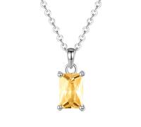KIJSKKOPO Collier En Argent Sterling 925 Avec Pierre De Naissance De Décembre, Plaqué Or Blanc Incrusté Zircons Carrés Colorés, Chaîne Ras Du Cou Réglable, Bijoux Cadeaux pour Maman Et Femme