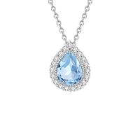 KIJSKKOPO Collier En Argent Sterling 925 En Forme De Larme, Pendentif Pierre Naissance En Zircon Taille Péridot Incrusté Gouttes D'Eau, Collier Ras Du Cou Réglable, Bijoux Mariage, Cadeau D'Anni