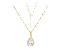 KIJSKKOPO Collier En Argent Sterling 925 En Forme De Larme, Plaqué Or, Double Couche Zircons Incrustés, Pendentif Exquis, Collier Ras Du Cou Réglable, Bijoux Cadeaux pour Maman, Épouse, Petite