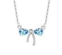 KIJSKKOPO Collier En Argent Sterling 925, Pendentif En Forme De Goutte D'Eau Incrusté De Zircons, Pierre Naissance, Collier Ras Du Cou Réglable, Bijoux Mariage, Cadeau D'Anniversaire, Bleu