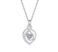 KIJSKKOPO Collier En Argent Sterling S925 pour Femme, Pendentif En Forme De Cœur Incrusté De Zircon, Symbole De L'Infini, Collier Réglable, Bijoux Cadeaux pour Maman, Épouse, Petite Amie, Annive