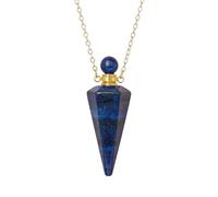 KIJSKKOPO Collier En Pierre Naturelle Avec Pendentif Diffuseur D'Huiles Essentielles Reiki Hexagonal Pointu 7 Chakras, Collier En Pierres Précieuses Énergétiques, Bijoux pour Filles, Lapis L