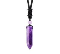 KIJSKKOPO Collier Hexagonal En Pierres D'Énergie Naturelle, Pendentif En Perles De Cristal Reiki Des 7 Chakras, Collier Ras Du Cou Réglable, Bijoux Viking, Cadeau pour Femmes, Hommes, Adolescents,