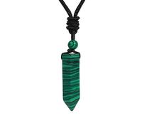 KIJSKKOPO Collier Hexagonal En Pierres D'Énergie Naturelle, Pendentif En Perles De Cristal Reiki Des 7 Chakras, Collier Ras Du Cou Réglable, Bijoux Viking, Cadeau pour Femmes, Hommes, Adolescents,
