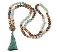 KIJSKKOPO Collier Mala À 7 Chakras Composé 108 Perles Pierre, Collier Prière Mala À 108 Perles pour La Méditation Et Le Yoga, Bracelet Spirituel Multicouche, Bijoux, Cadeaux pour Femmes Et Homm