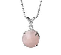 KIJSKKOPO Collier Pendentif En Pierre Énergétique Cristalline Naturelle, Incrusté De Facettes Circulaires En Quartz Rose Et Zircon, Bijou Délicat pour Femme, Grand Mère, Fête Des Mères, Anniv